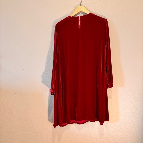 NWT Eileen Fisher Red Velvet Crew Neck Dress, Medium, Elegant Chic Minimalist - Picture 10 of 14